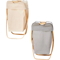 Genérico - Canasto Ropa Con Estructura Madera Plegable