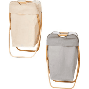 Genérico - Canasto Ropa Con Estructura Madera Plegable