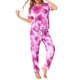 thumbnail image 2 of INSPIRE CHIC Conjunto de Pijama de Mujer con Diseño Tie Dye, Mezcla de Algodón Suave, Manga Corta, Ropa de Estar con Bolsillos L Rosa, 2 of 6