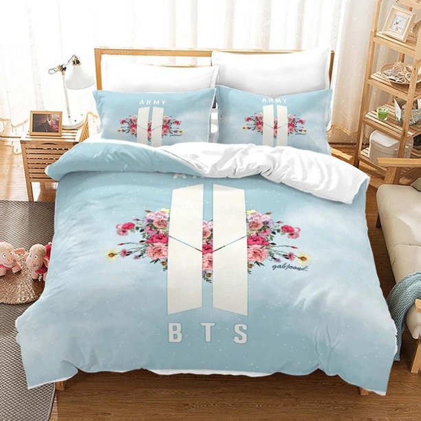 BTS Bangtan Boys Quilt Duvet Cover Set Super Bedspread Soft3-Piece Bedding Set