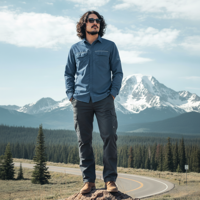 T-World - Camisa Outdoor Trekking Hombre Ripstop Protección Uv+50 Azul Royal