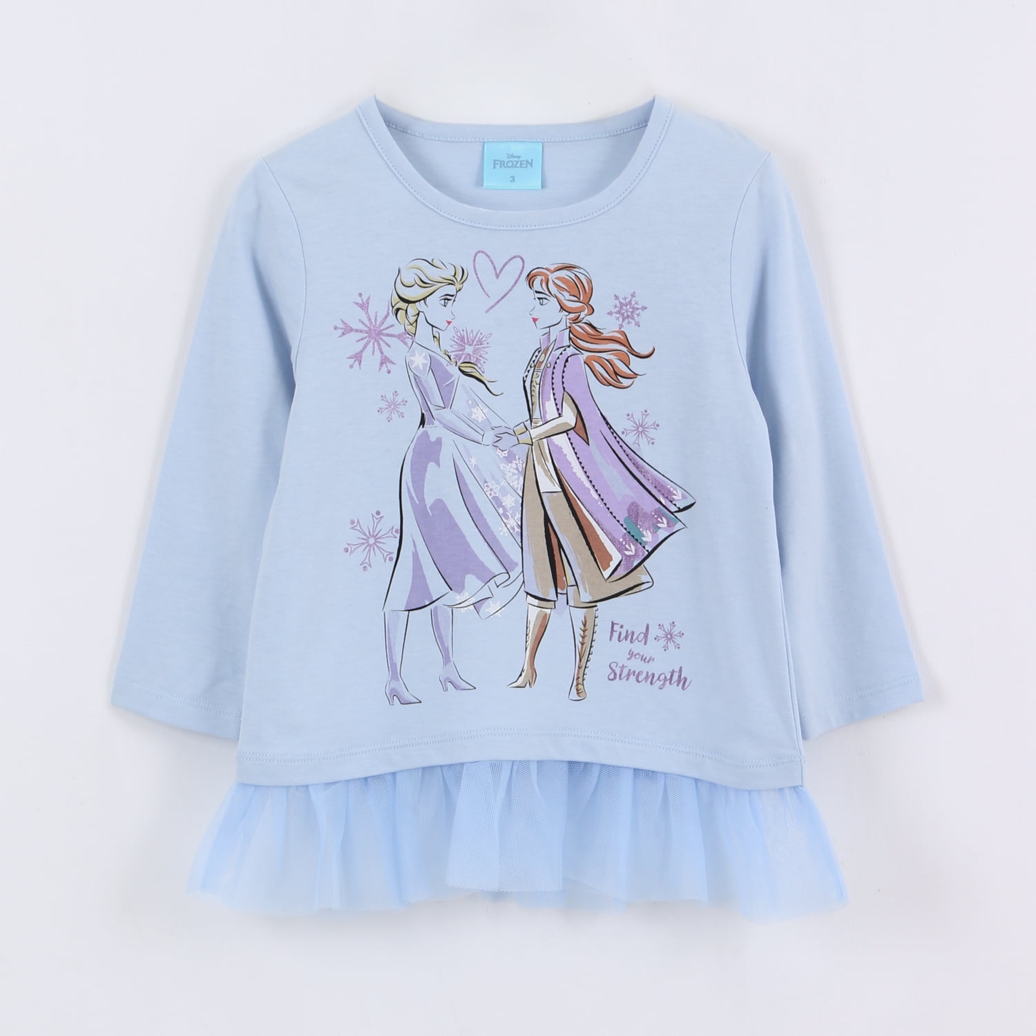 Polera Manga Larga Niña Elsa & Anna Frozen Celeste Disney