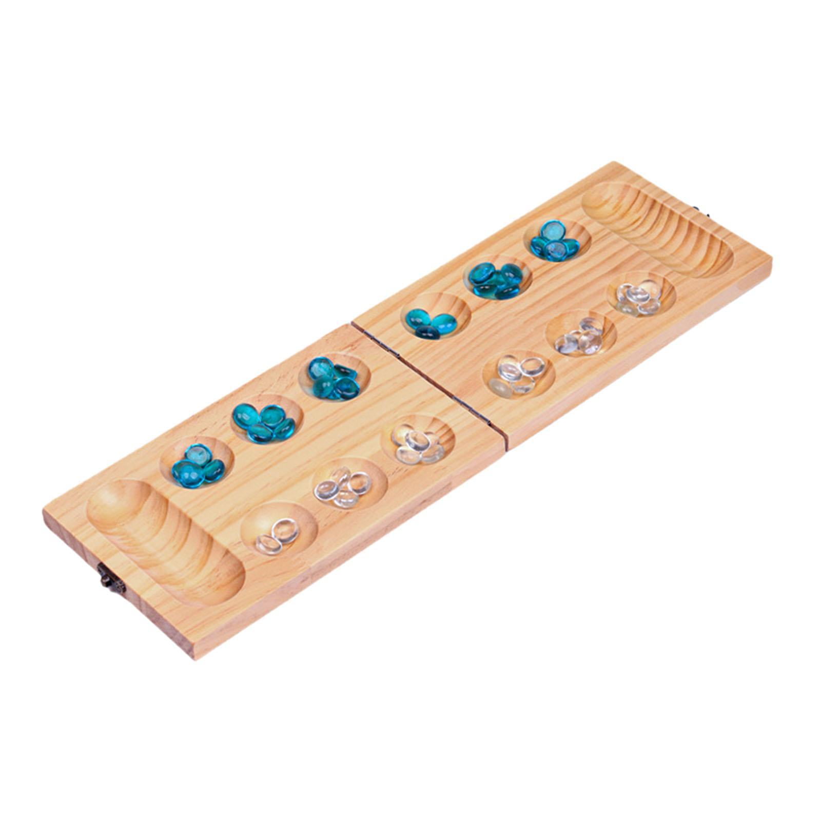 Magideal - Juego De Mesa Mancala De Estrategia Clásica De Madera, Portátil Para Adolescentes, 48 Piedras, Juego De Mesa Mancala Plegable Para Entretenimiento En