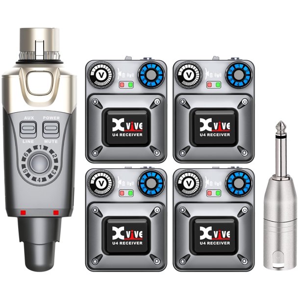 Sistema inalámbrico de monitorización intraural Xvive U4R4 con 1 transmisor y 4 receptores