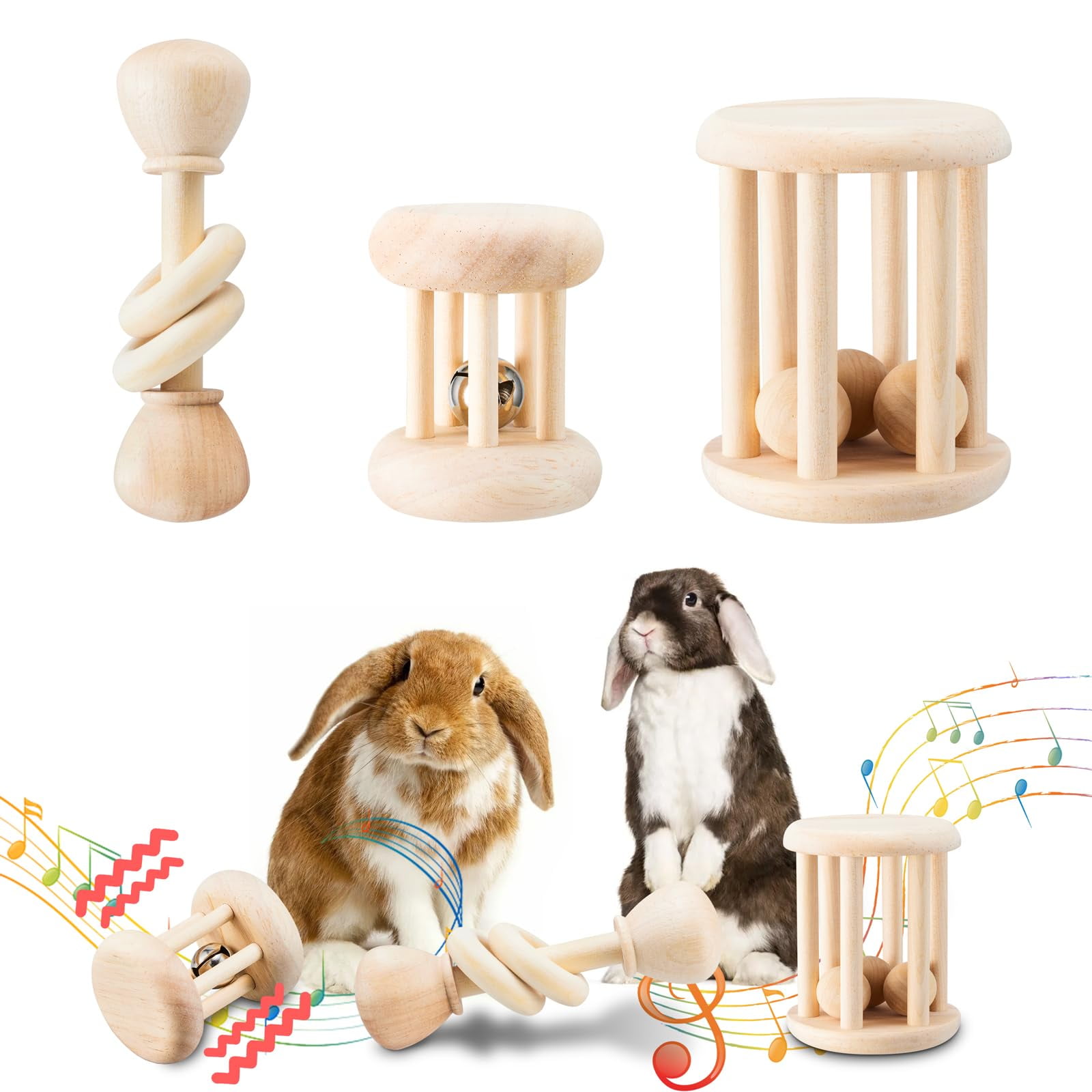 Juguetes De Conejito De Madera Aowpfvv Para Conejos, Cobayas Y Hámsteres