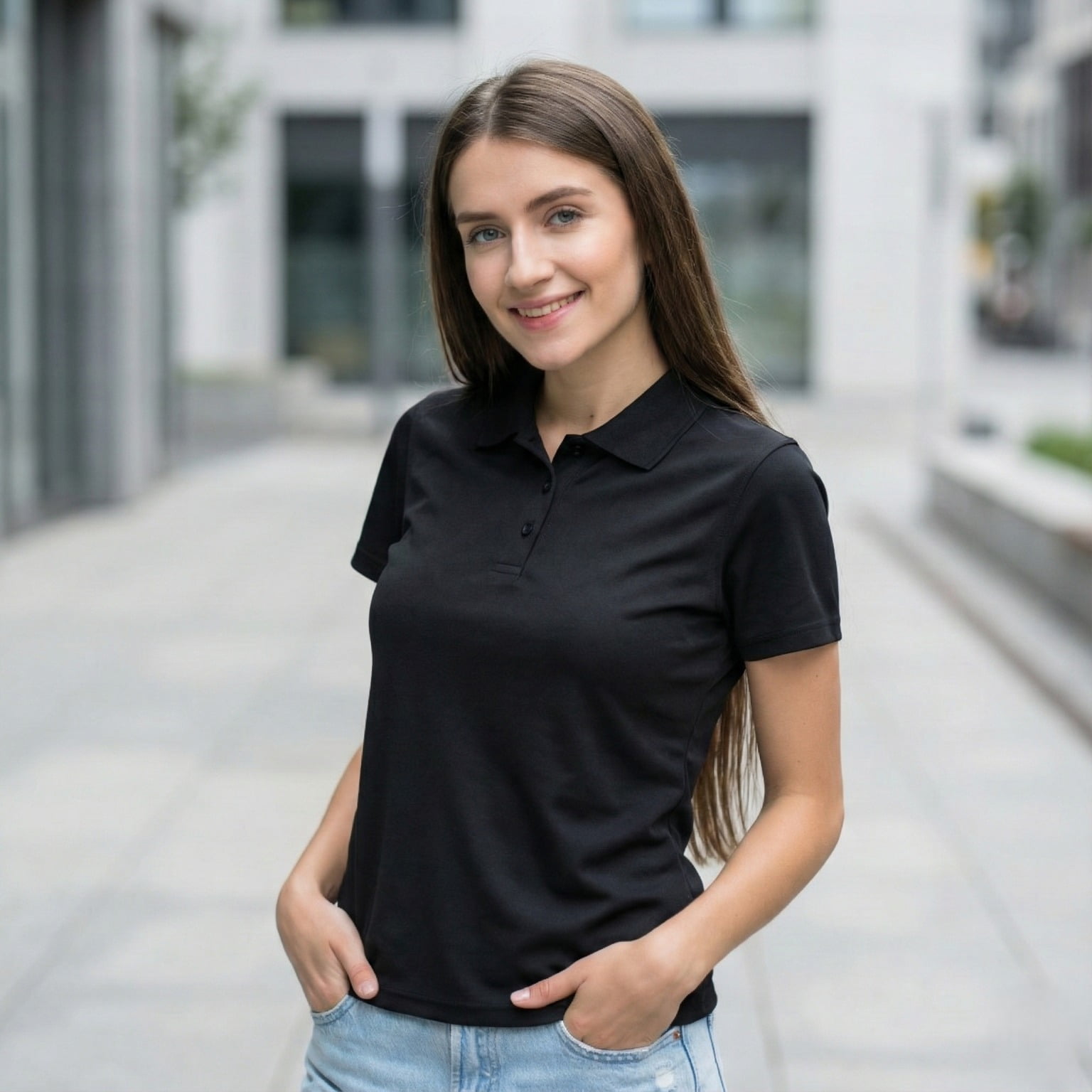 T-world - Polera Mujer Outdoor Smooth Uv Manga Corta Trekking Negro