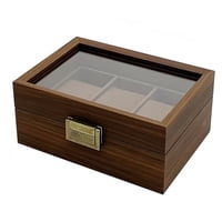 Xusx111 - Caja De Reloj De Madera Para Hombres, Caja De Pantalla De Reloj De 3 Ranuras Con Tapa - Caja De Almacenamiento De Pantalla De Reloj, Caja De Colección, Almacenamiento De Accesorios, Caja De