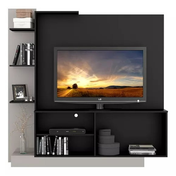 Rack Home con Panel para TV 55 " Verona Negro Fume Be desing (164X65X32,5 cms)