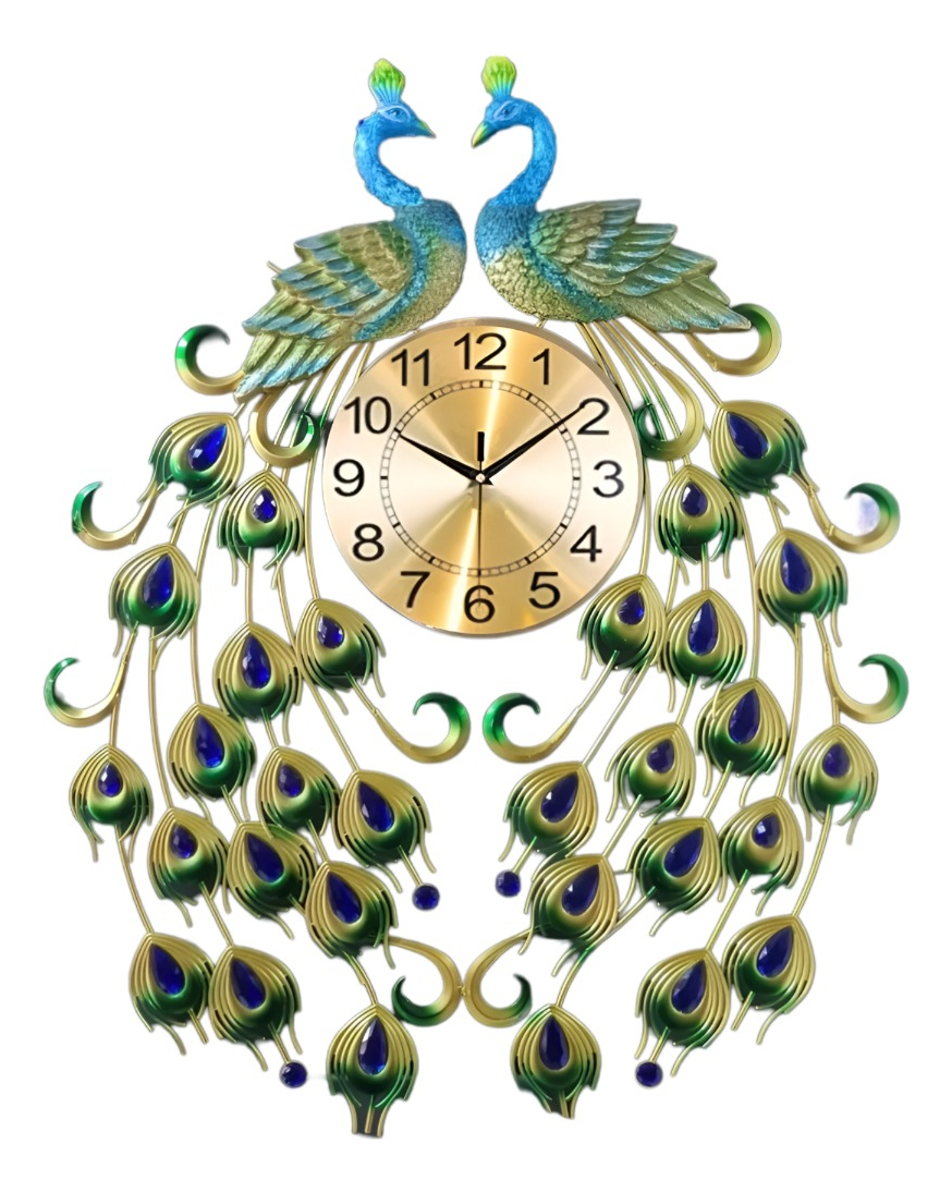 Genérico - Reloj Analógico Pared Diseño Doble Pavo Real Decorativo Jhn