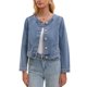 thumbnail image 4 of Chaqueta de mezclilla sin cuello para mujer de manga larga 2026 con botones en azul cielo, 4 of 6