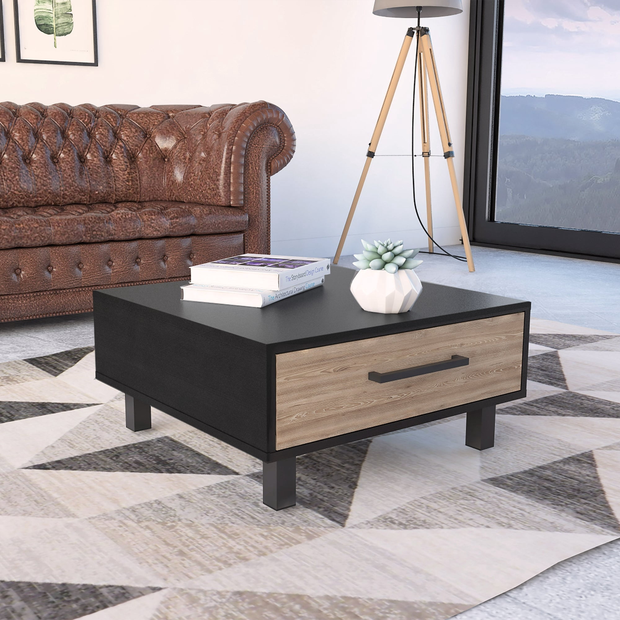 Tuhome - Mesa De Centro Kaia 28,3x60x60 Cm Wengue Y Miel