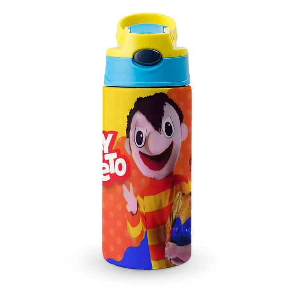 Bely y Beto Botella de Agua con Tapa Pop Top de Un Toque, Acero Inoxidable, a Prueba de Fugas, para Deportes, Botella Infantil azul 12 oz