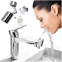 Genérico - Grifo Lavamanos Lavaplatos Giratorio 720 Grados Ahorra Agua Plateado