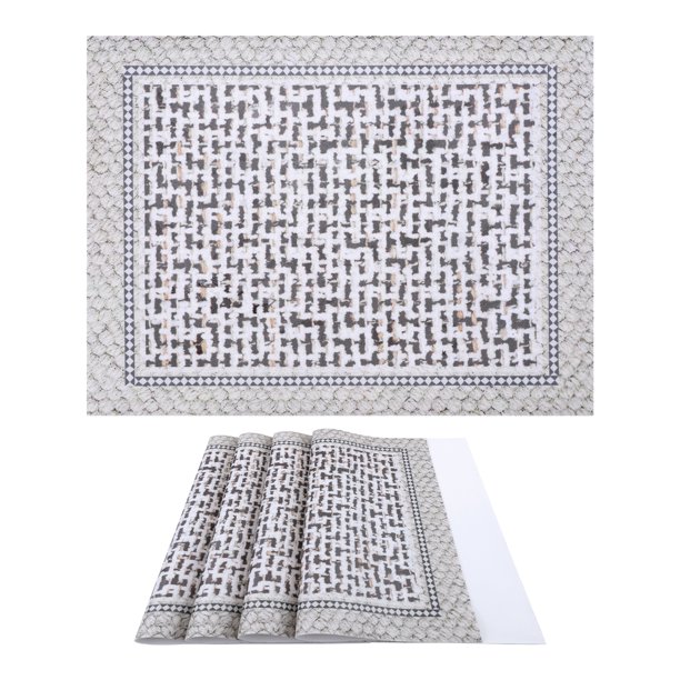 Juego de 4 Manteles Individuales Rectangulares de Plástico para Decoración de Mesa Lavables Resistentes al Calor Manteles Limpiables Beige 15.7x11.8 pulgadas