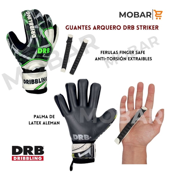 Guantes Arquero Portero Talla 8 DRB Striker Con Ferulas V/B