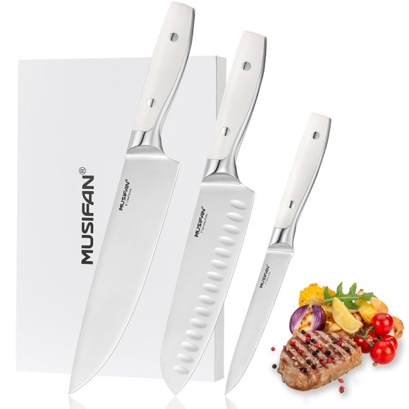 Juego de cuchillos de cocina Musifan de 3 piezas, acero inoxidable