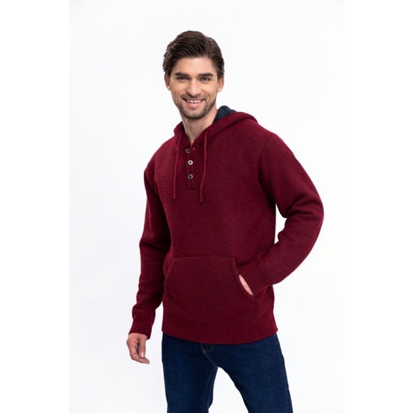 Sweater Algodon Hombre Forro Piel Botones Gorro 7172