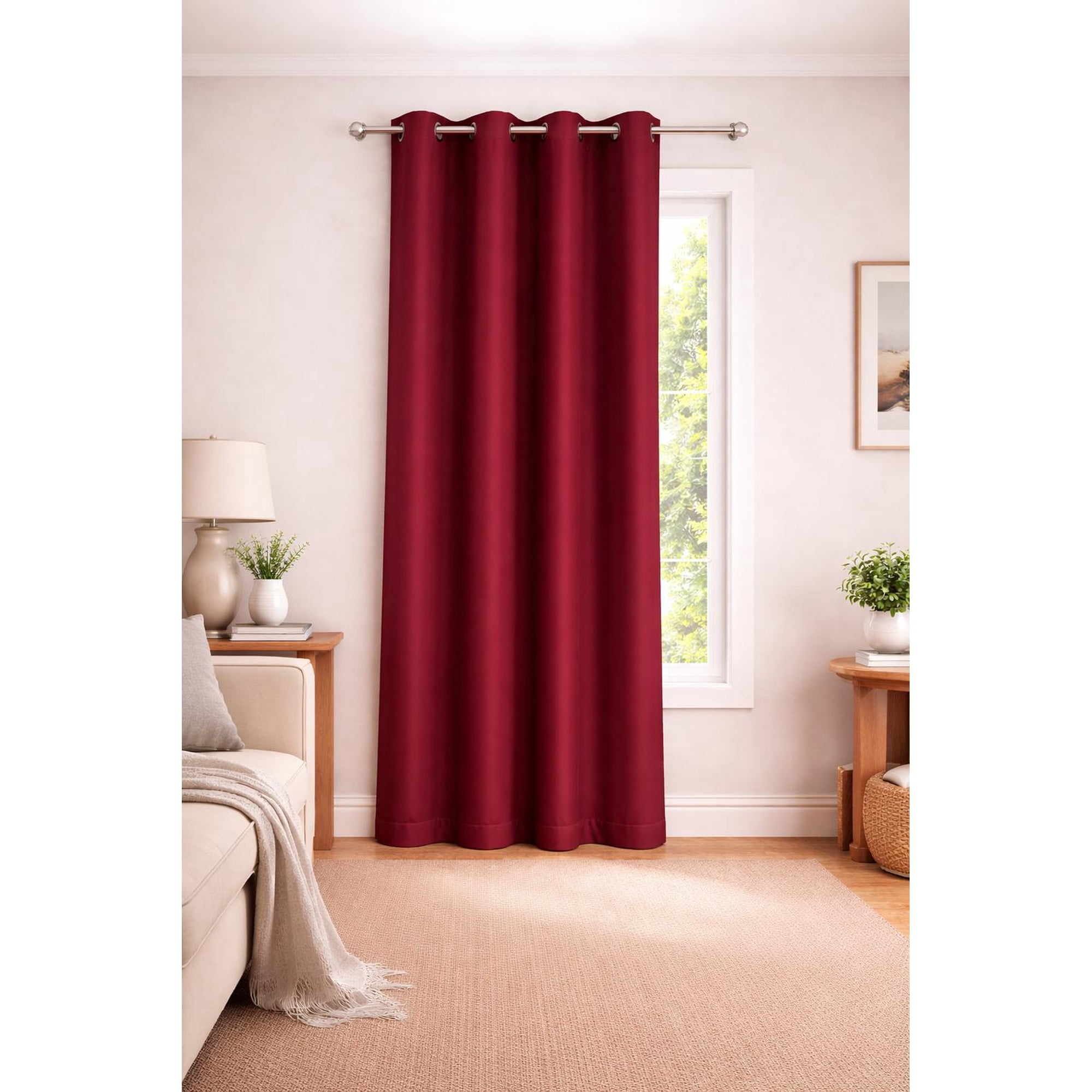 Clems - Cortina 100% Blackout De Tela Engomada 1 Paño Rojo