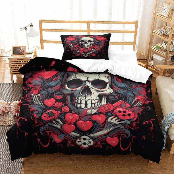 Juego De Ropa De Cama Con Estampado 3d De Esqueleto Humano Juego De Funda Nórdica Para Niños Decoración De Habitación Con Mando De Videojuegos Para Adolescentes (individual)