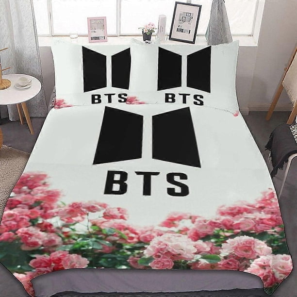 Juego de ropa de cama Kpop B Se3 piezas, juego de funda nórdica suave Wa para fans, niños y adolescentes, decoración de habitación de niña, ligero y transpirable con funda nórdica + P