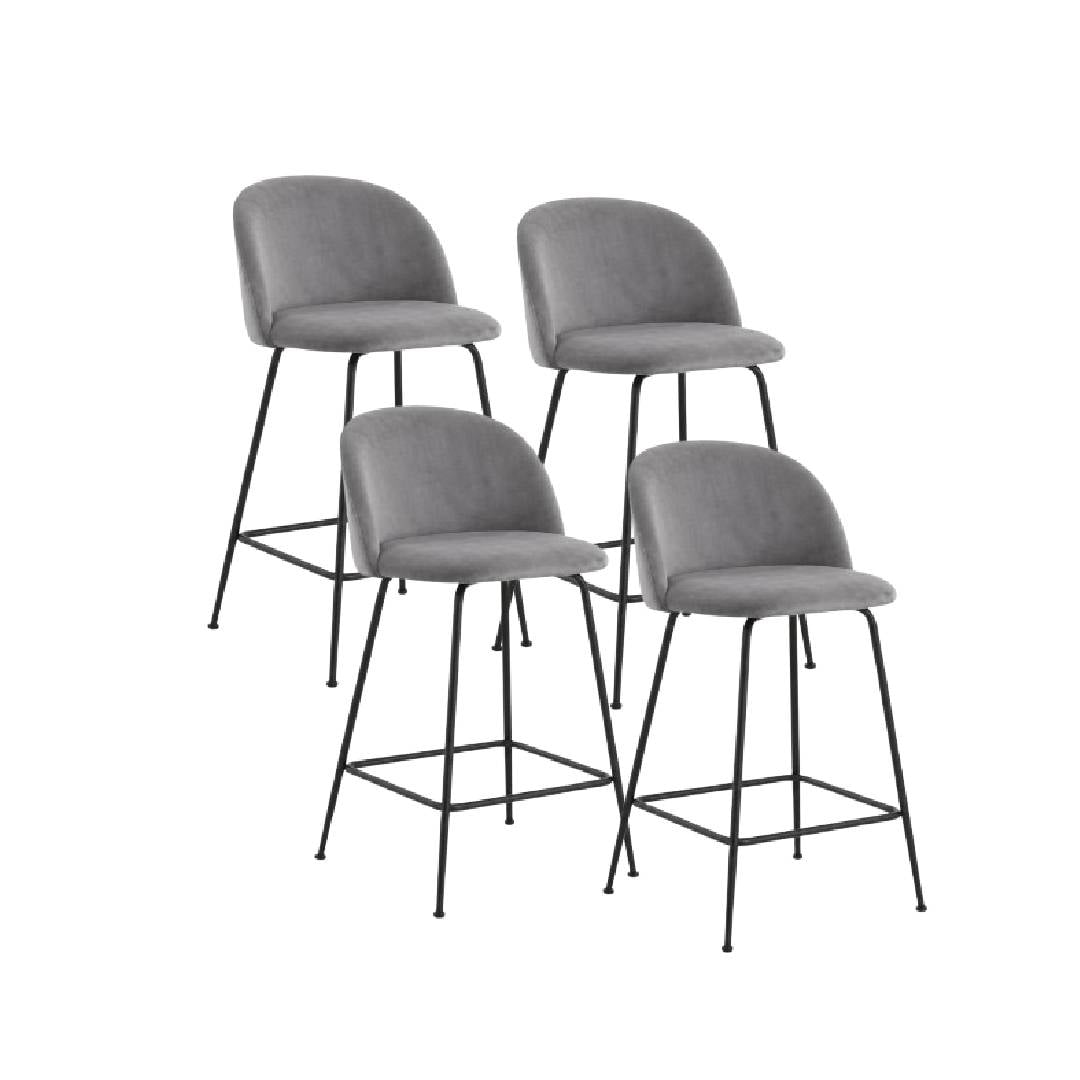 Moad - Pack 4 Taburete Tokio Bar Black 66cm Asiento Gris