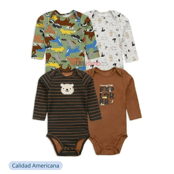 Pack Body Bebe Niño Algodón Manga Larga 36M