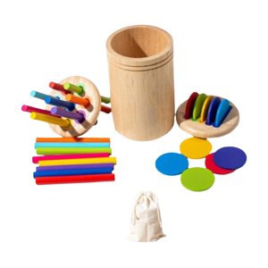 Magideal - Palos De Clasificación De Colores, Tazas De Clasificación, Juguetes Montessori Para Niños Pequeños, Palo De Equilibrio De Madera, Juguetes A Juego Par 16 Varillas 10 Discos