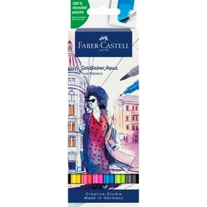Faber Castell - Marcador Dual Goldfaber Aqua Faber-Castell X6 Colores