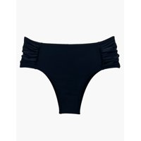Samia - Bikini Calzón Tanga Drapeado Negro