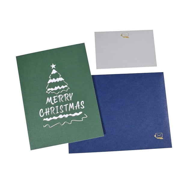 3pcs/set,Santa In Forest Christmas Card Pop Up Greeting Cards 3D,An Envelope And A Greeting Card, Xmas Gift For Winter Holiday New Year, Small Business Supplies, Handmade Paper Carved Card, Handmade C