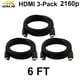 thumbnail image 2 of Paquete de 3 cables digitales HDMI 4K 1.4 de PVC negro, cable universal de SatelliteSale, 1.8 m, 2 of 2