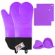 thumbnail image 1 of Juego de 6 piezas de guantes de horno y agarraderas de silicona color púrpura MTZRFLL, 1 of 6