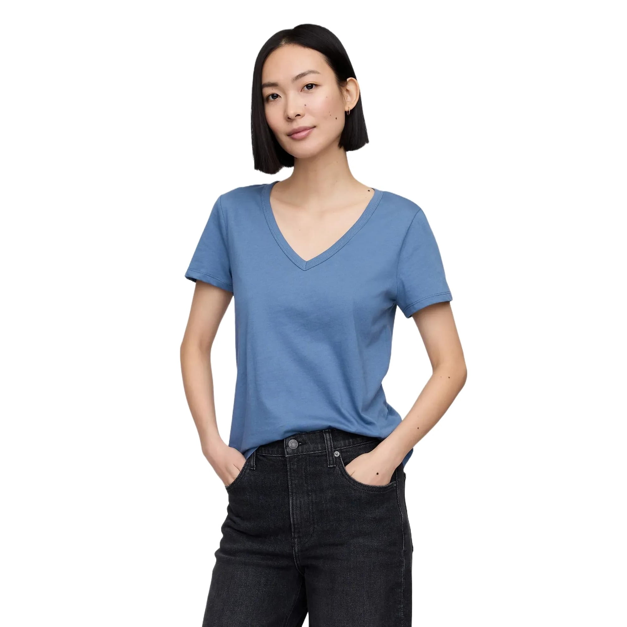 Camiseta Gap Con Cuello En V Favorita Para Mujer, Bainbridge Blue Xl