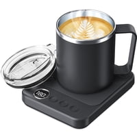 Set Calentador De Tazas De Café Felibeaco Con Taza Térmica De 480 Ml, Color Negro