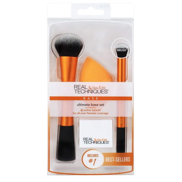 Set de brochas de maquillaje Real Techniques Ultimate Base con soporte