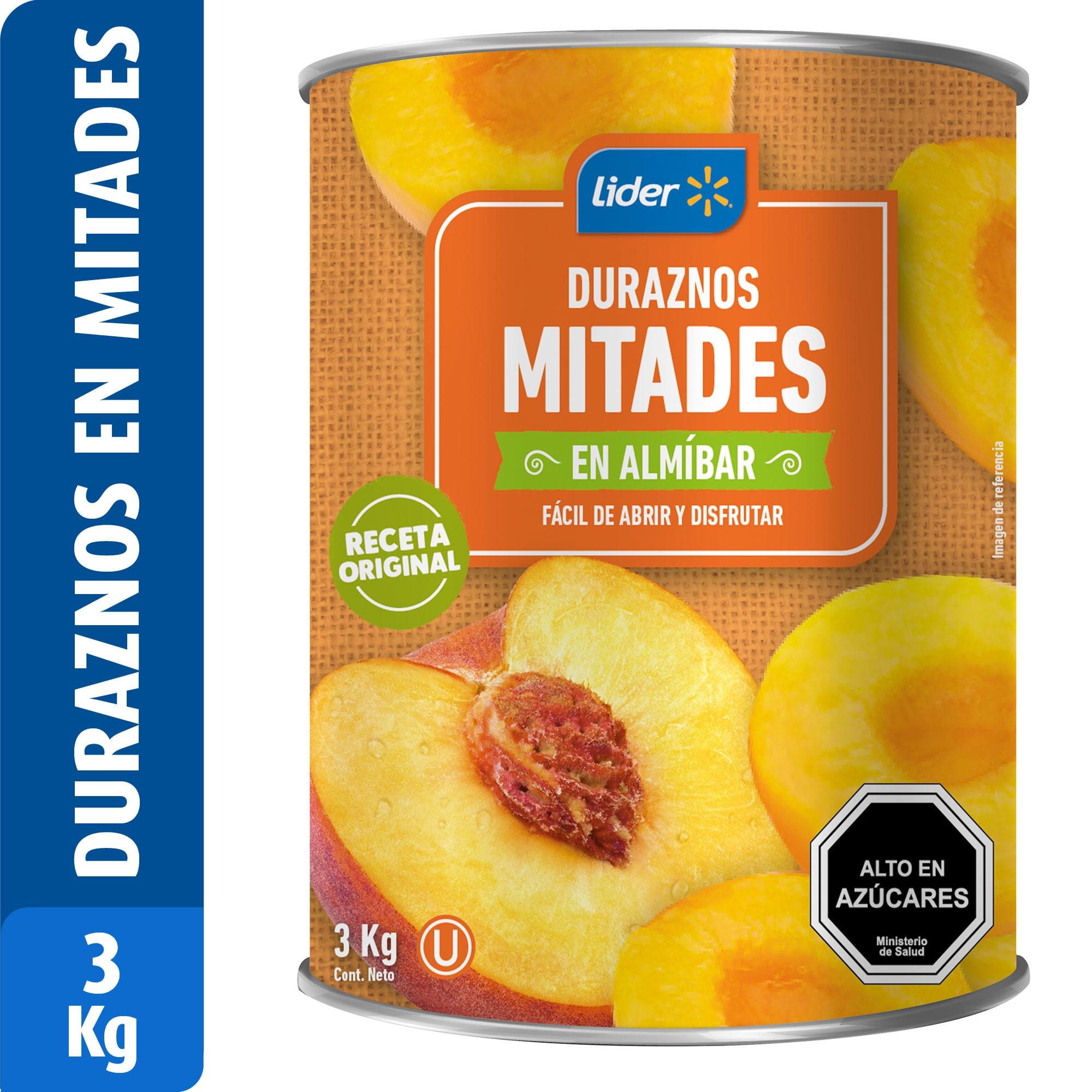 Duraznos En Mitades Drenado 1800 g - Neto 3000 g Lider