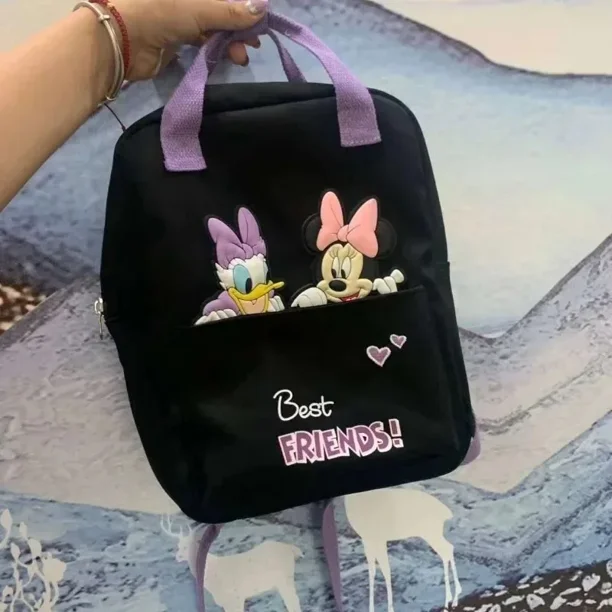 Disney New Minnie Cartoon Printed Lightweight Children's Backpack, Fashionable and Cute Primary School Student Backpack