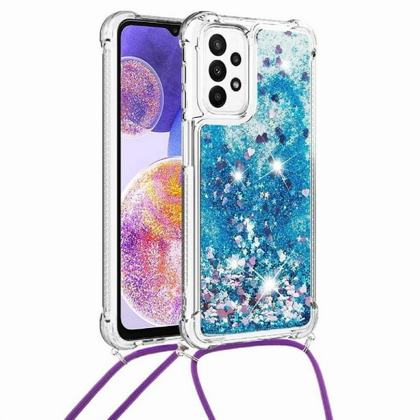 Funda FOXDOCK para Samsung Galaxy M23 con Cuerda Ajustable, Brillo Líquido, Protección Antigolpes y Lente – Ideal para Regalo