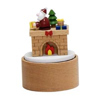 Magideal - Caja De Música De Madera, Juguete Para Regalo De Relojería, Encantadoras Artesanías De Cumpleaños, Reproduce Una Melodía, Caja De Música Giratoria, Ad Chimenea De Papá Noel