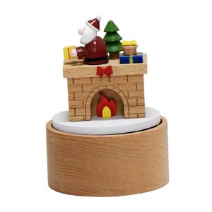 Magideal - Caja De Música De Madera, Juguete Para Regalo De Relojería, Encantadoras Artesanías De Cumpleaños, Reproduce Una Melodía, Caja De Música Giratoria, Ad Chimenea De Papá Noel