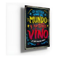 Genérico - Cartel Metálico Vino Frase Grande Blanco