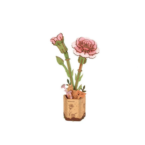 Flor de Clavel Rosa de madera