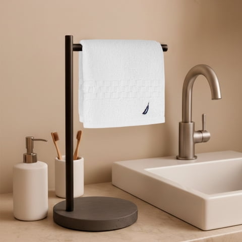 Toalla De Cara Signature Nautica 100% Algodón 33X33Cm Frescura Y Suavidad Blanca