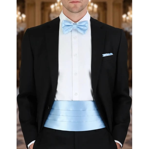 Faja Formal Corbatin Ajustables Hombre Matrimonio Cummerbund celeste Talla Única