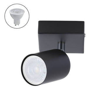 Megabright - Foco Spotlight Negro 1X Con Ampolleta 5,5 W Gu-10 Cálida M