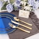 thumbnail image 3 of Juego de platos de plástico Nervure Clear Blue con oro, 150 piezas, 3 of 9