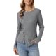 thumbnail image 1 of INSPIRE CHIC Suéter de Manga Larga para Mujer con Cuello Redondo y Decoración de Botones, Tops de Punto Acanalado Casual S Gris, 1 of 6