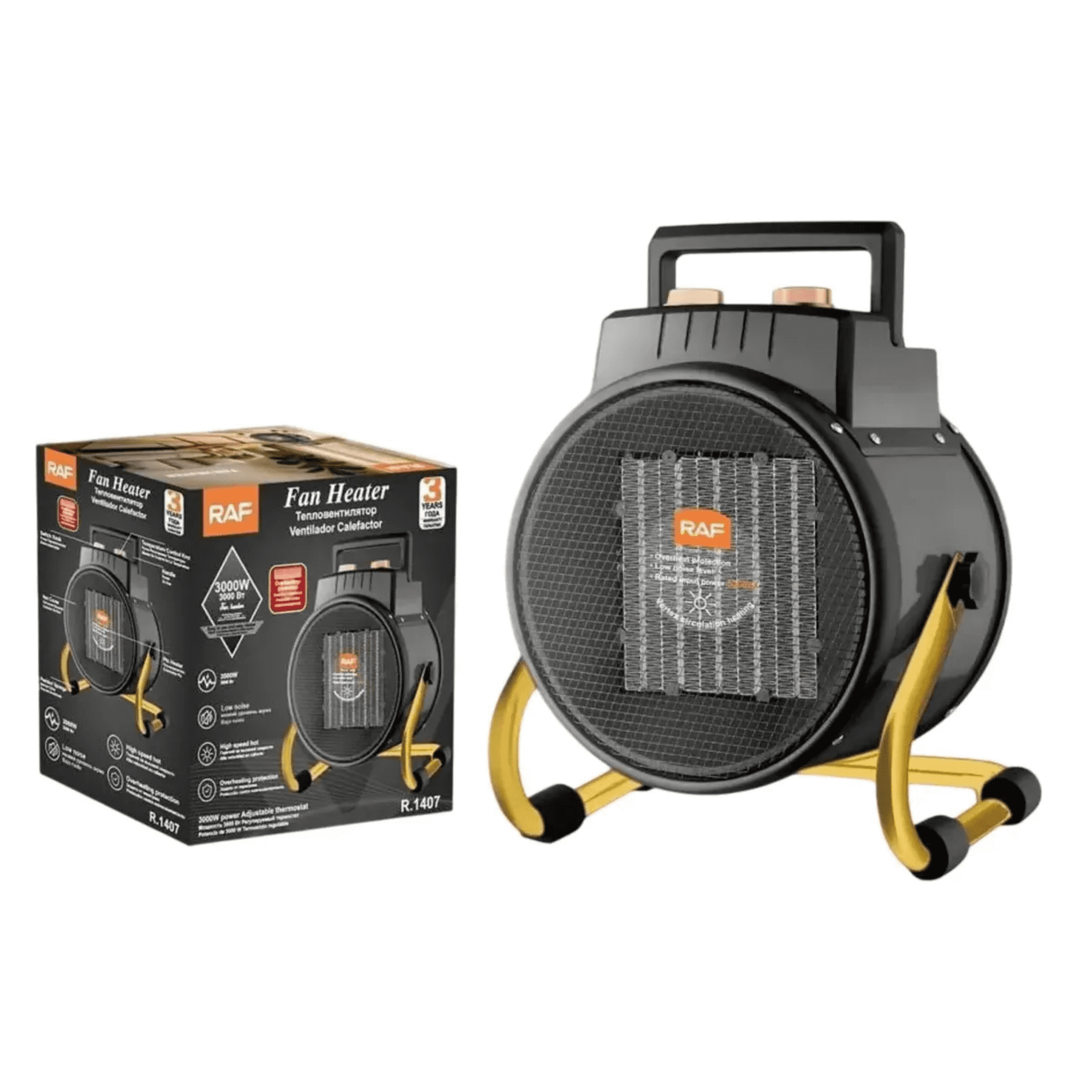 Genérico - Ventilador Calefactor Eléctrico Raf R.1407 | Potencia 3000w | Control De Temperatura Ajustable