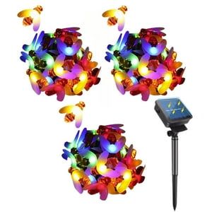 Disparo - Set 3 Luces Navidad Led Abeja Solar 4M Rgb Decoracion