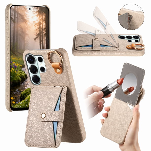 Funda FOXDOCK para Samsung Galaxy S26 Ultra Soporte múltiple, diseño con anillo, función billetera y protección avanzada-caqui